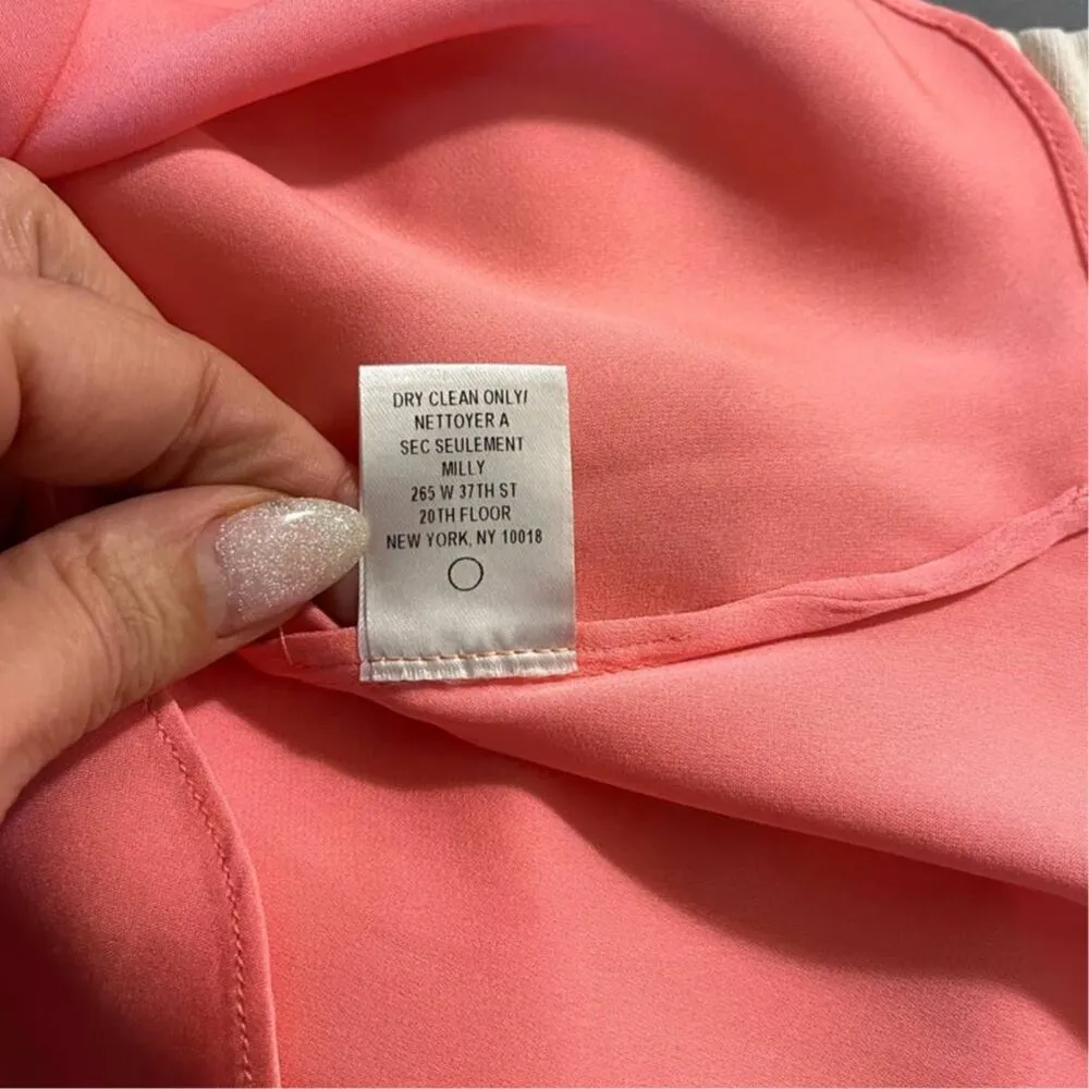 Vintage Milly of New York Women's Silk Blouse High Low Peach Classic Chic sz. 4 - Image 6
