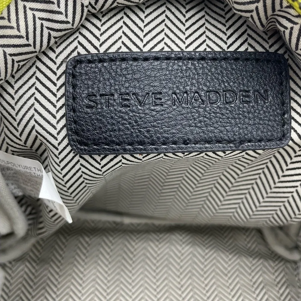 Steve Madden Faux Leather
Black Neon Mini 3 way Backpack
Purse W Tassels - Image 8