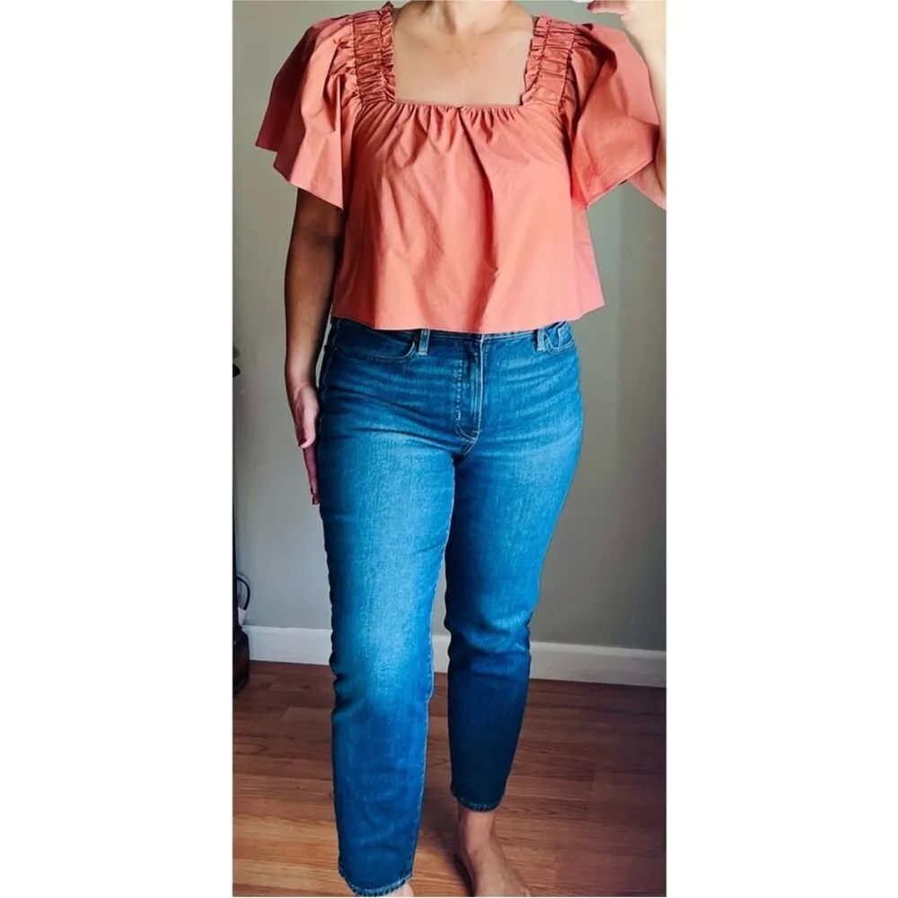 Salmon Karlie poplin square neckline size medium - Image 4