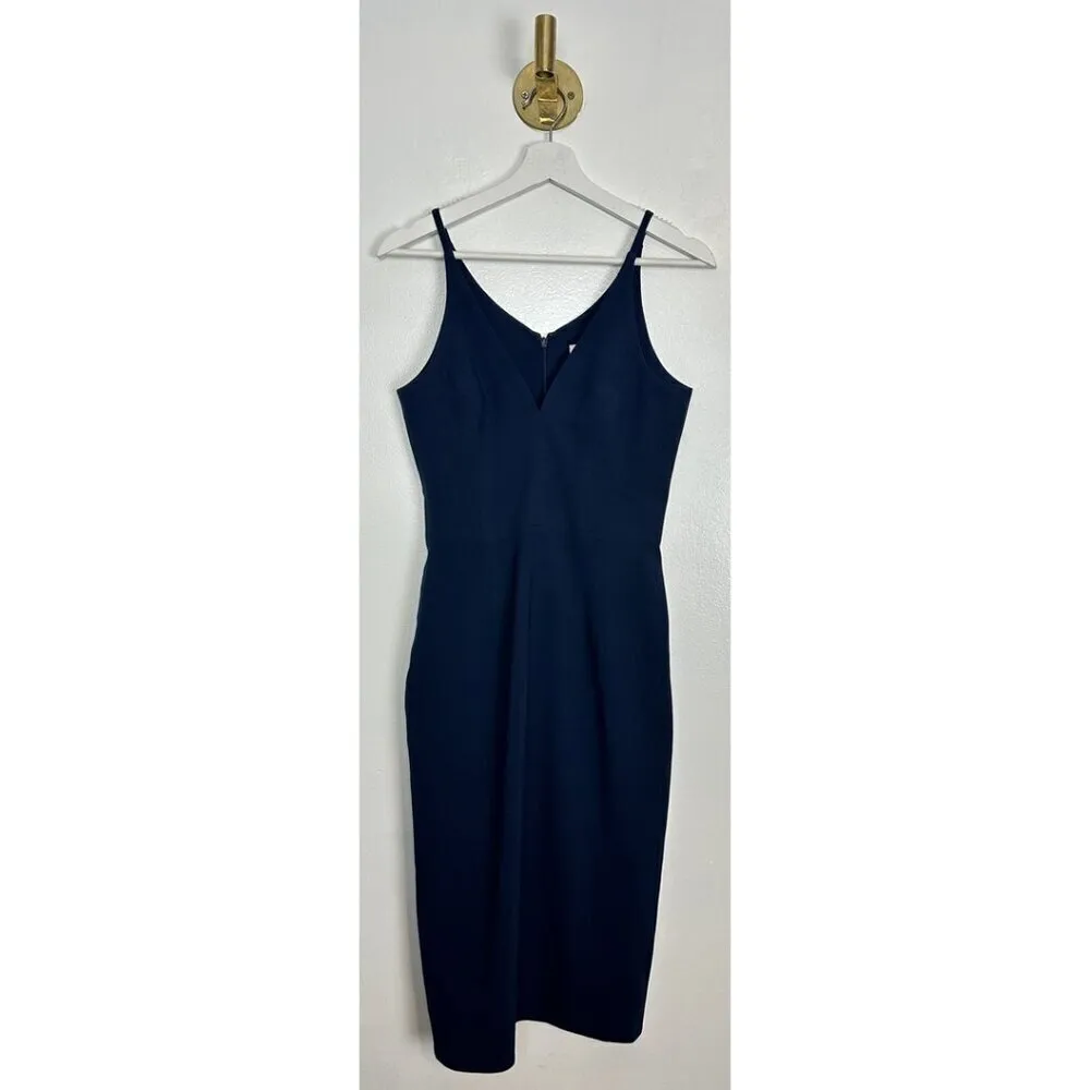 DRESS THE POPULATION Lyla Crepe Cocktail Dress Midnight Blue M Size Small - Image 4