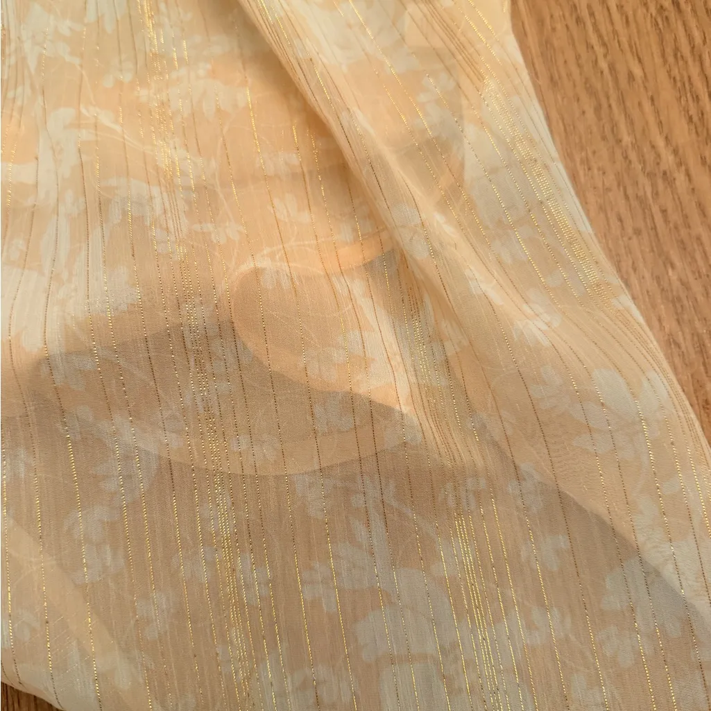 LC Lauren Conrad Light Peach / gold Blouse transparent chemsie/slip top - Image 9