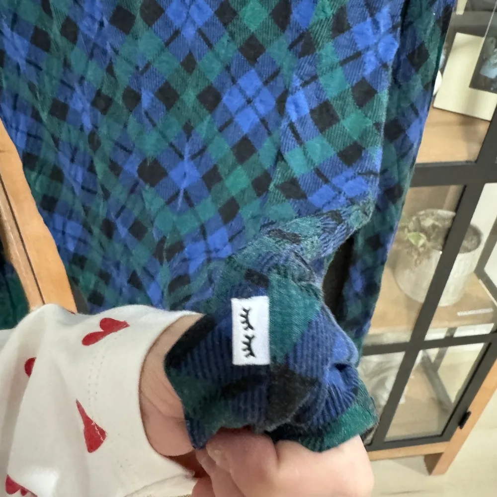 Little Sleepies emerald plaid henley long sleeve pajamas top bamboo LS Green Size M - Image 4