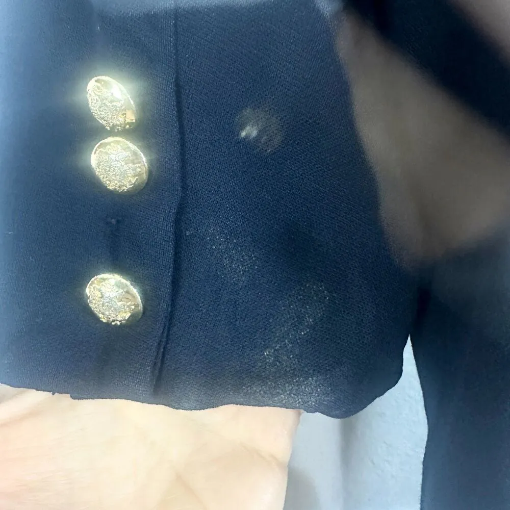 Lauren Ralph Lauren Vtg Wool Crest Blazer Size 12 Navy Preppy Academia FLAWED - Image 5