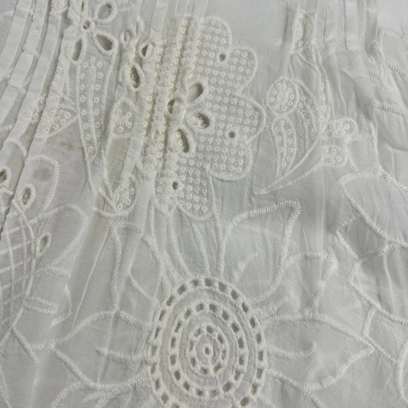 Johnny Was White Lemmi Blouse - Jazlynn Eyelet Fairy Roll Tab Sleeve Size S - Image 10