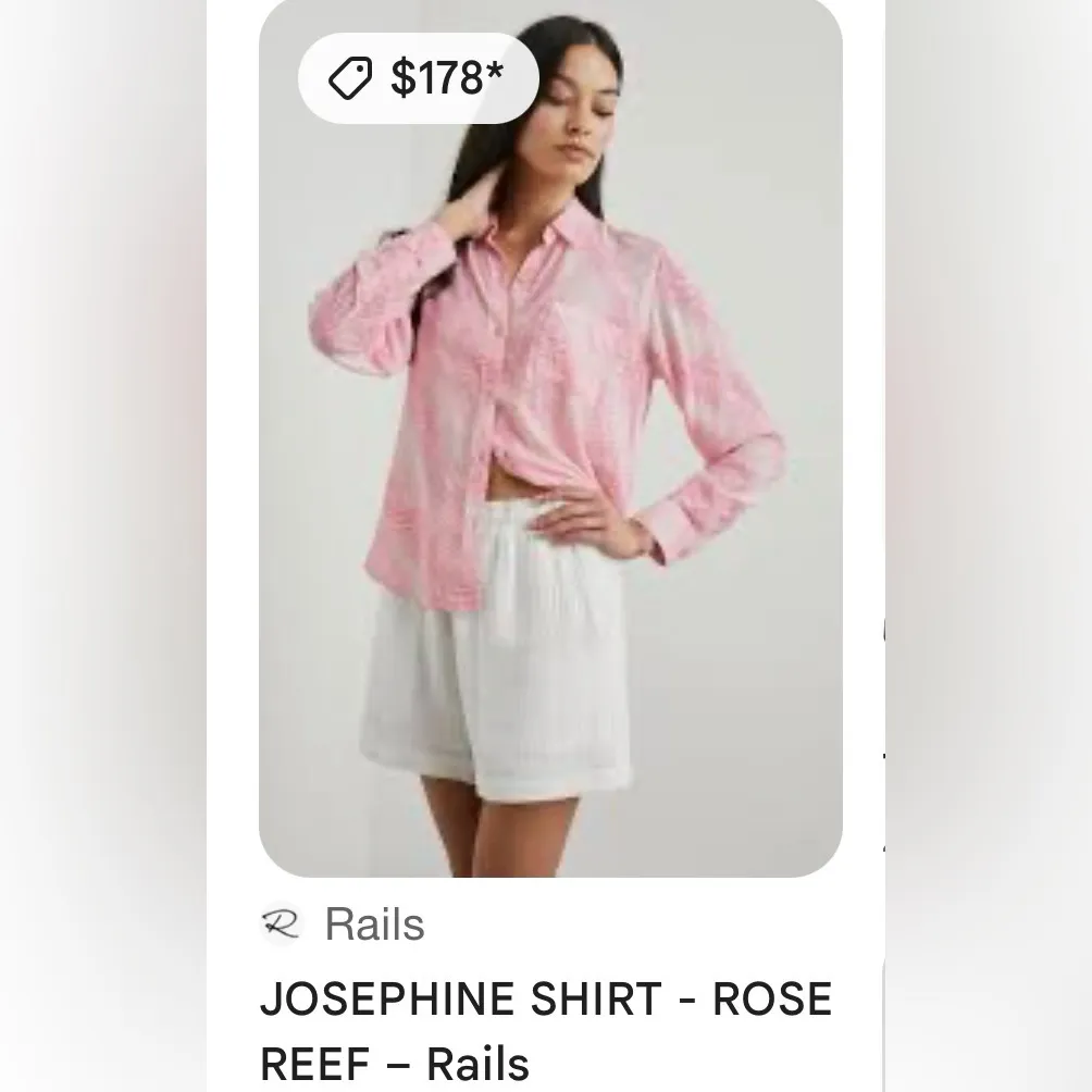 Rails Josephine Shirt Rose Reef Pink Button Down Medium - Image 9