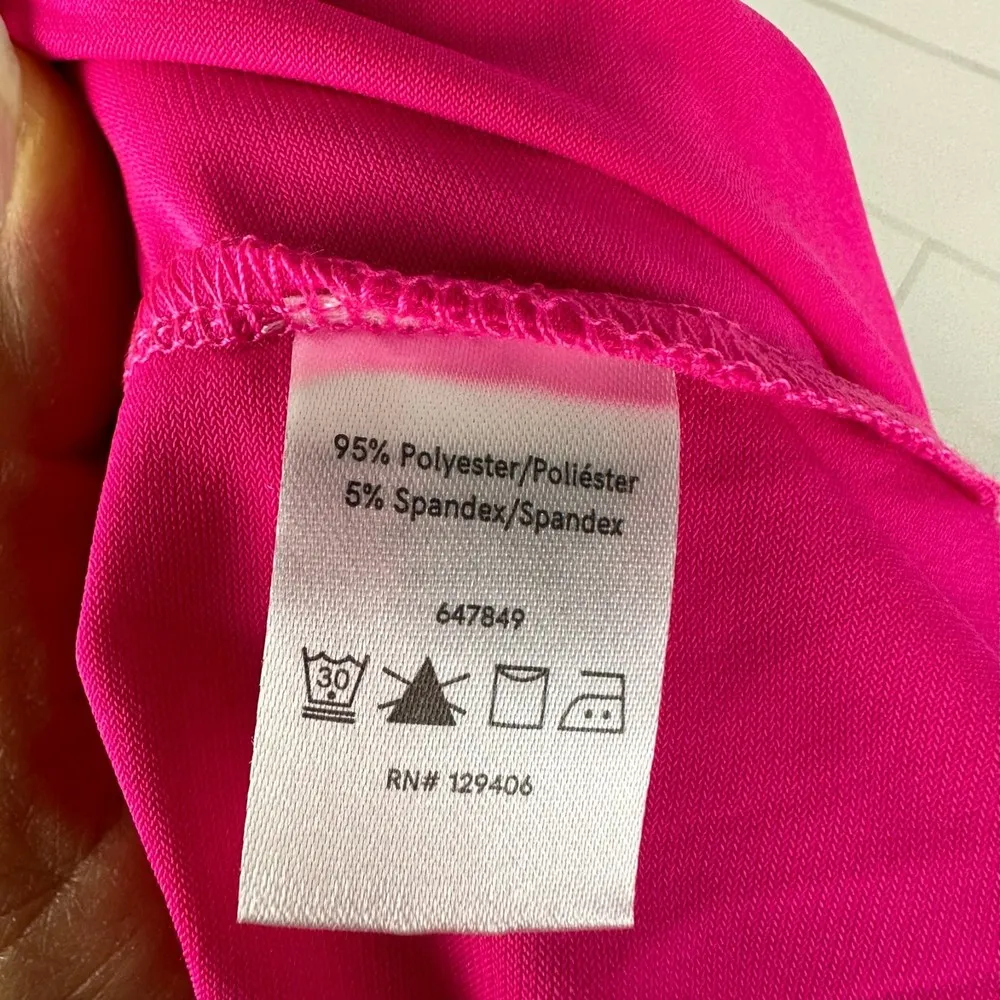 Venus Smocked Waist Jumpsuit Barbie Pink Wide Leg Slit Stretch Size Small - Image 7