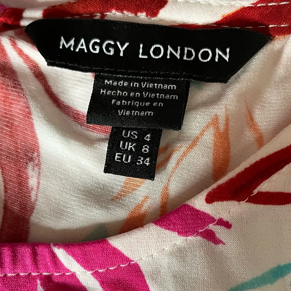 Maggy London Floral Sleeveless Side Gather Midi Dress Women’s Sz 4 - Image 5