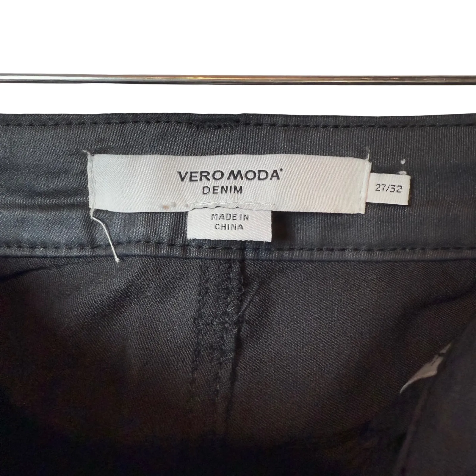 VERO MODA DENIM High Waisted Black Coated Skinny Jeans Size 27/32 Whimsygoth - Image 6