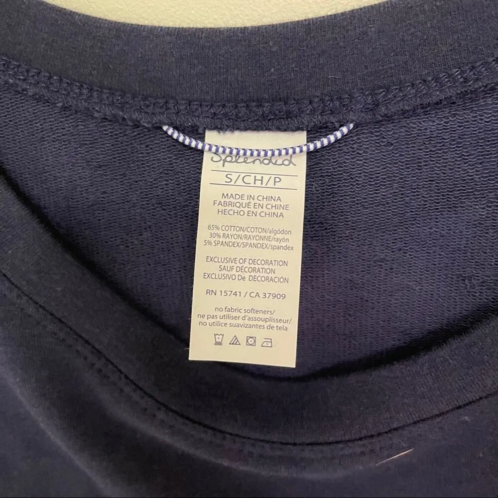 SPLENDID Small Navy Crop Tank Side Snap Buttons Sporty Summer NWT - Image 10