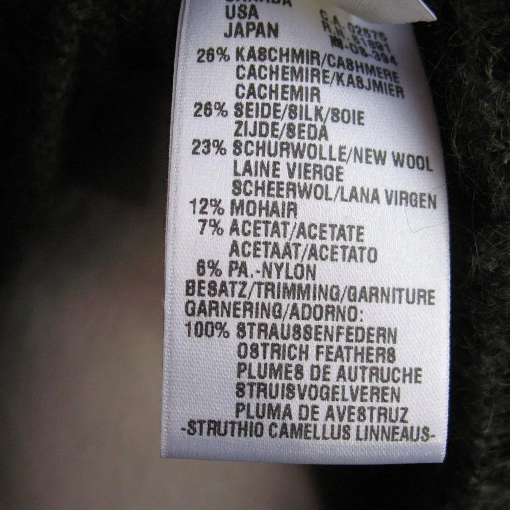 Escada Ostrich Feather Cashmere Silk Wool Blend Sweater Green Size XS - Image 7