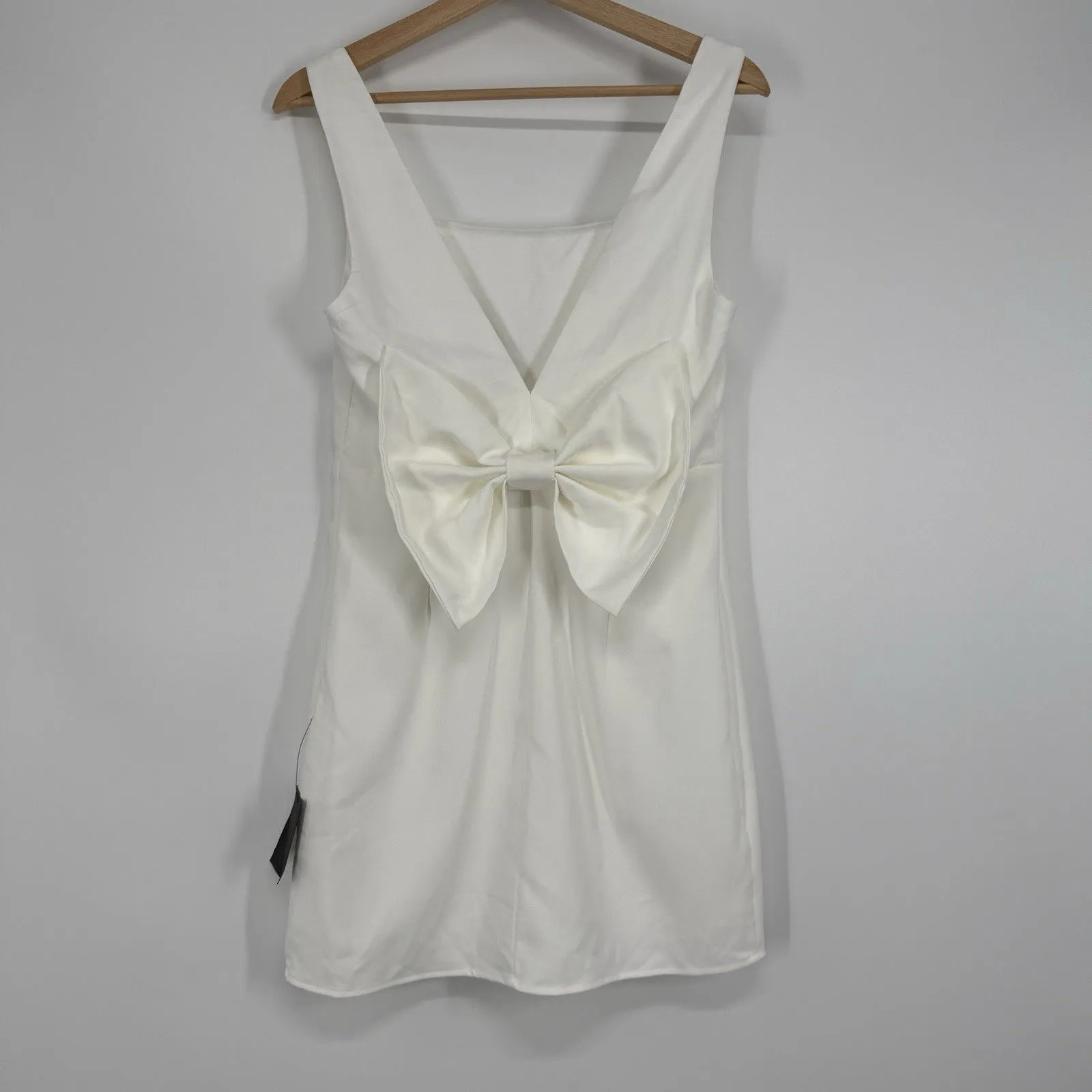 Lulus Blissfully Beaming White Sleeveless Bow Mini Dress Size M Bridal Wedding - Image 9