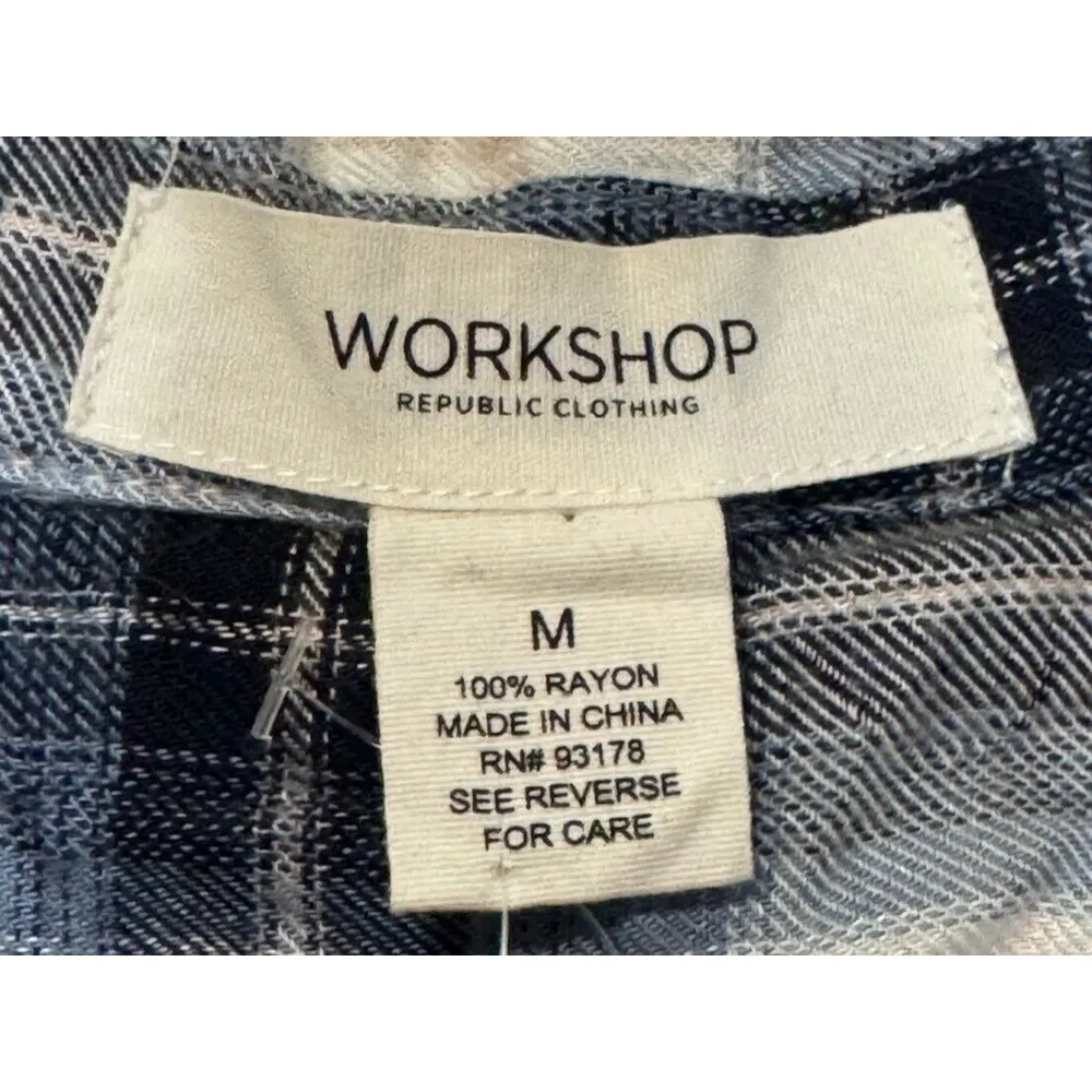 Workshop Republic Clothing Women's Shirts Flannel Plaid Button‎ Down Medium NWT - Image 5