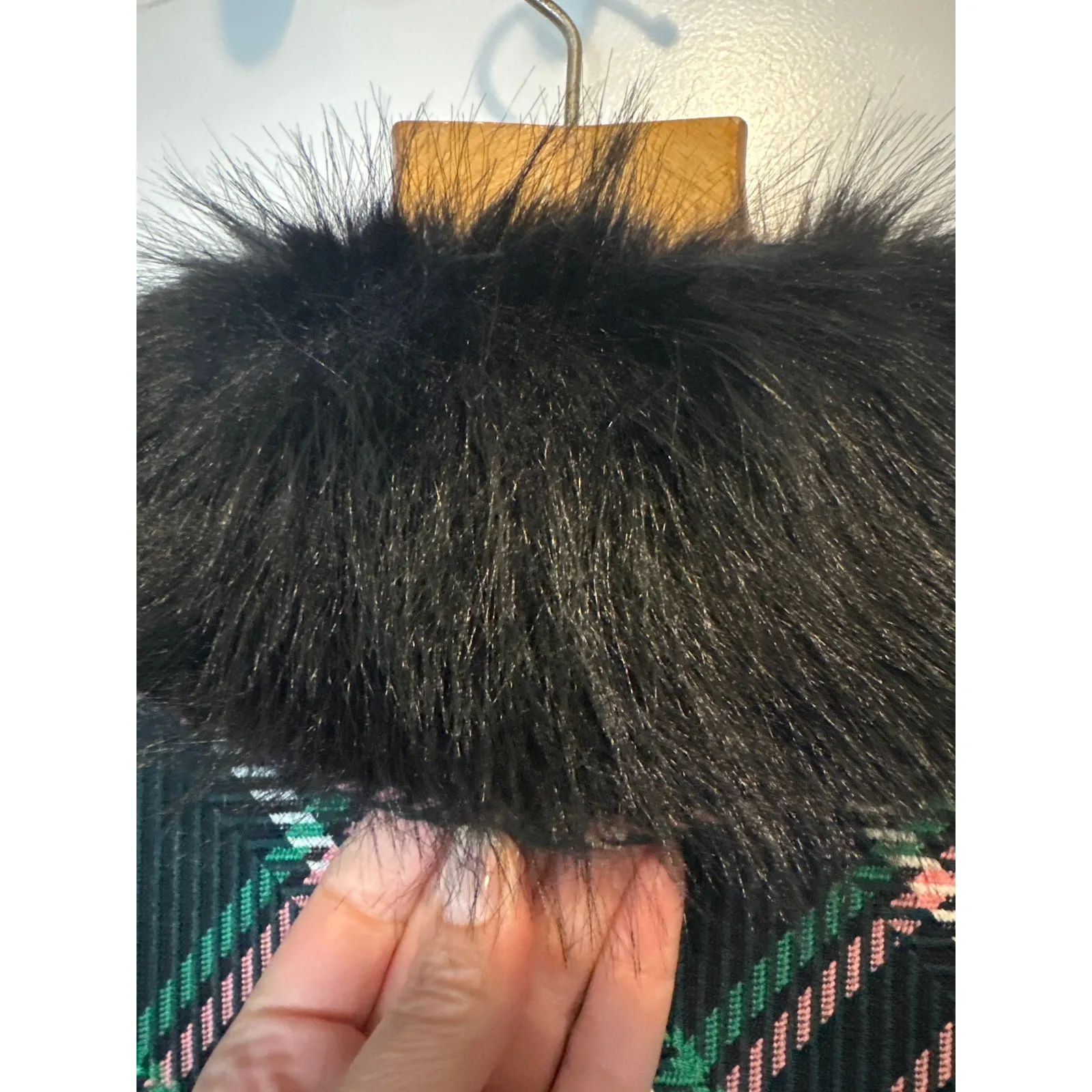 Maeve Anthropologie Plaid Faux Fur Collar Cropped Jacket Green L NWT - Image 6