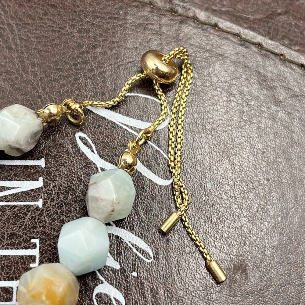 Handmade Boho Agate Bead Bracelet Adjustable w/ Peace & Breathe Charms Indie Spirtual - Image 6