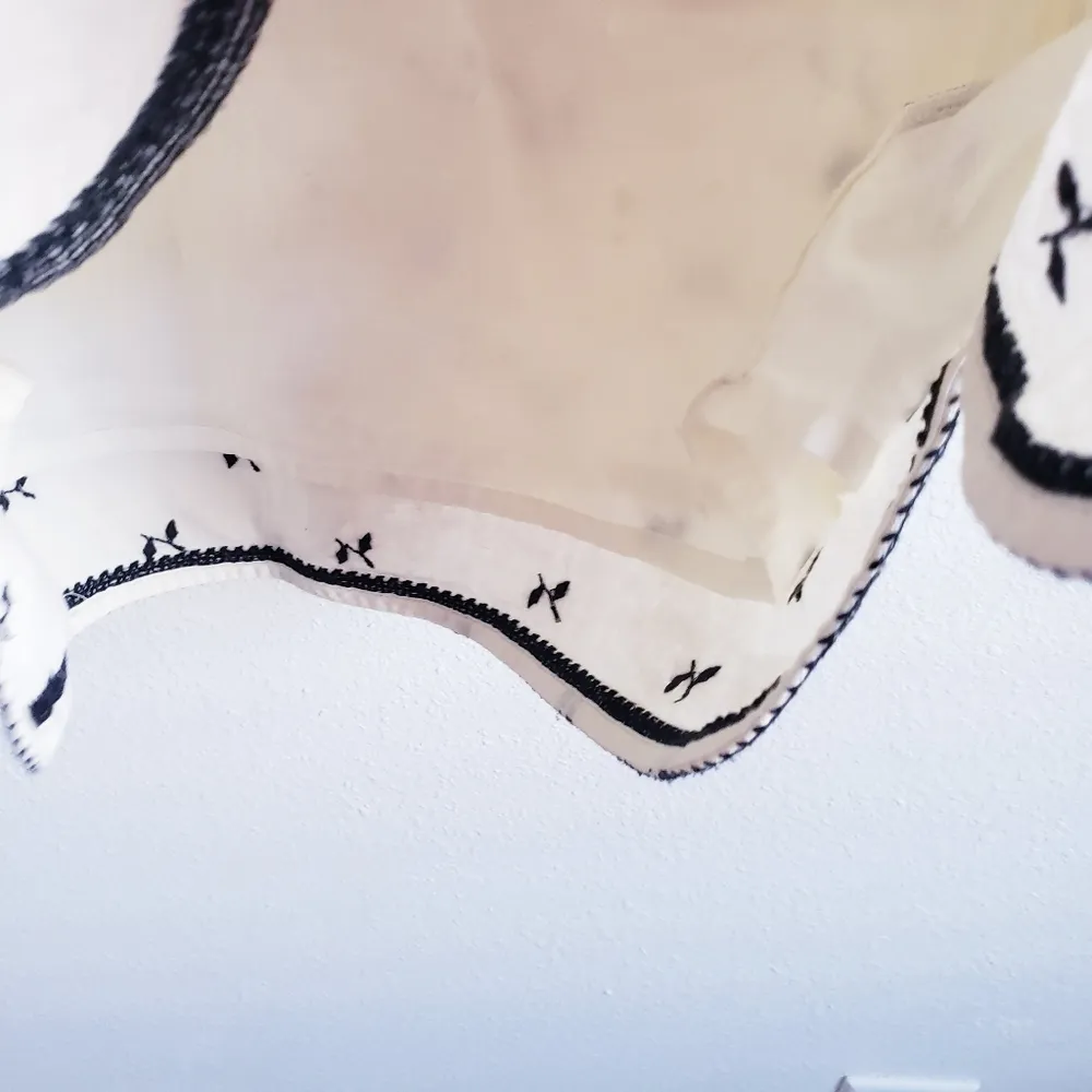 Madewell Lightstitch Cream Black Linen Embroidered Shift Tunic Mini Dress - Image 6