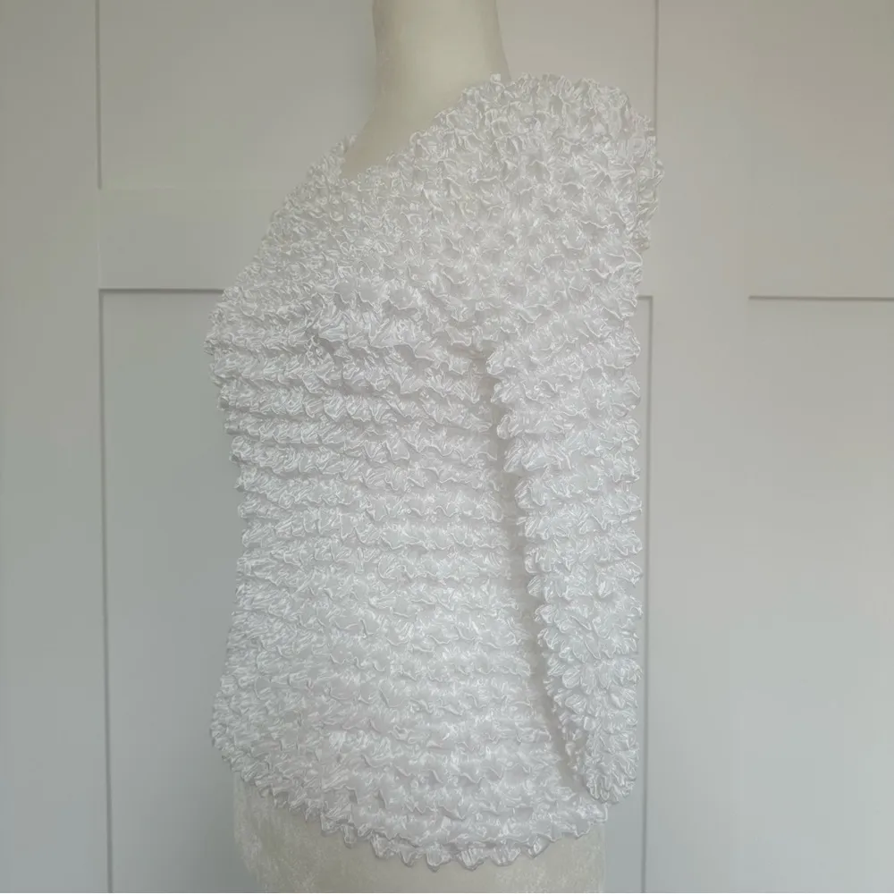 90s Vintage Y2k Bubble Popcorn White Long Sleeve Top - Image 3