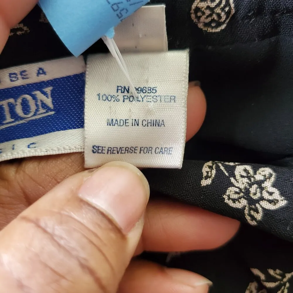 Pendleton Vintage Black Classic Floral Print Sheer Loose Fit Pants Size 14 - Image 9