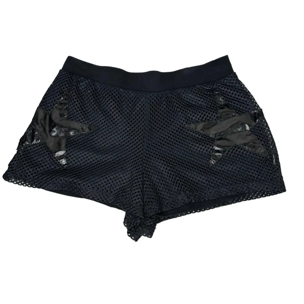 Tripp NYC Black Mesh Vinyl Star Shorts Small - Image 2