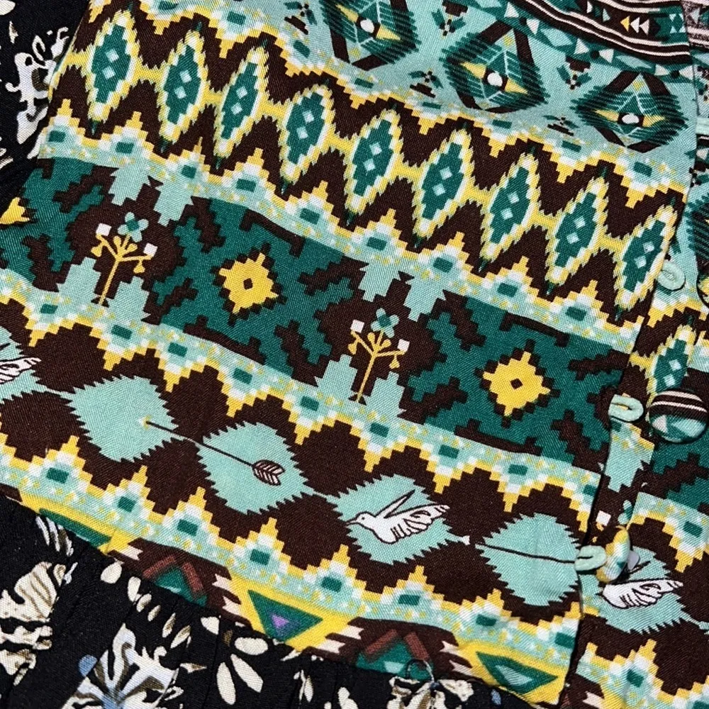 UMGEE womens small tunic dress geometric print sleeves around elbow v neck - Image 8