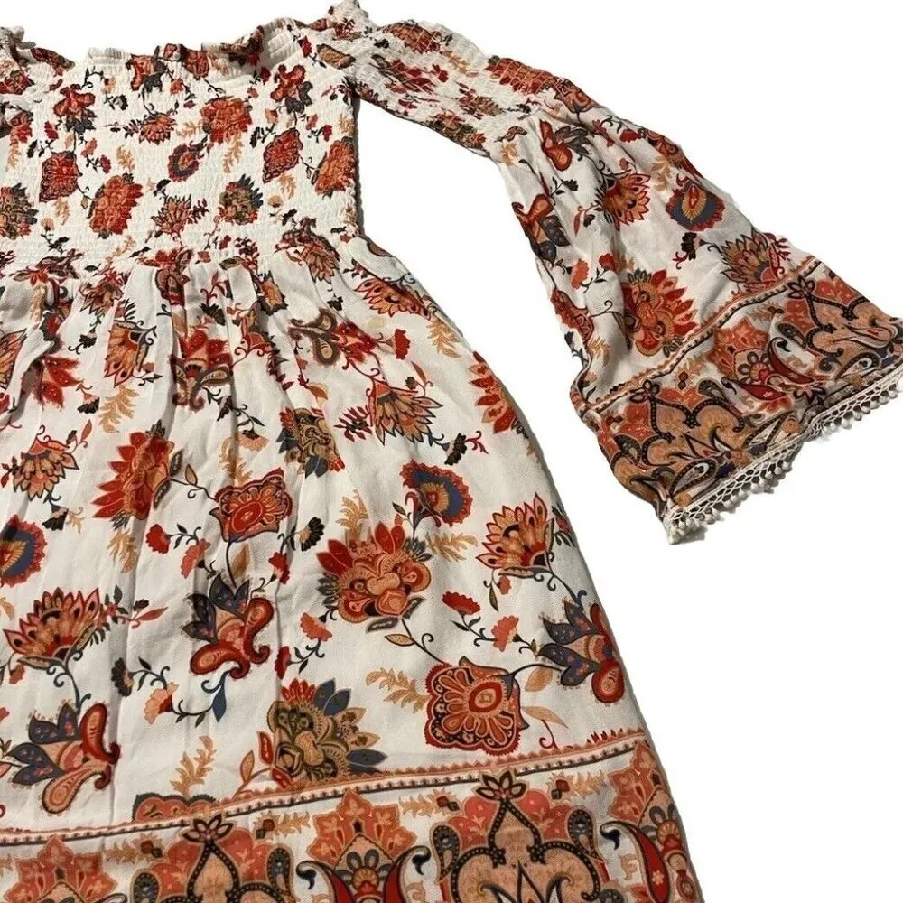 Xhilaration Dress Womens Sz XS Floral Lace Long Bell Sleeve Western Boho - Image 4