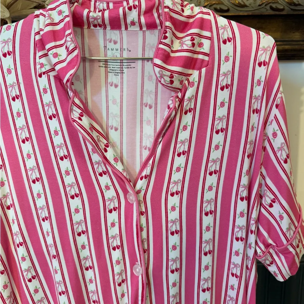 In My Jammers Love You Cherry Much Bamboo Pajama Set ~ Size Large 💛🍄 Pink - Image 3