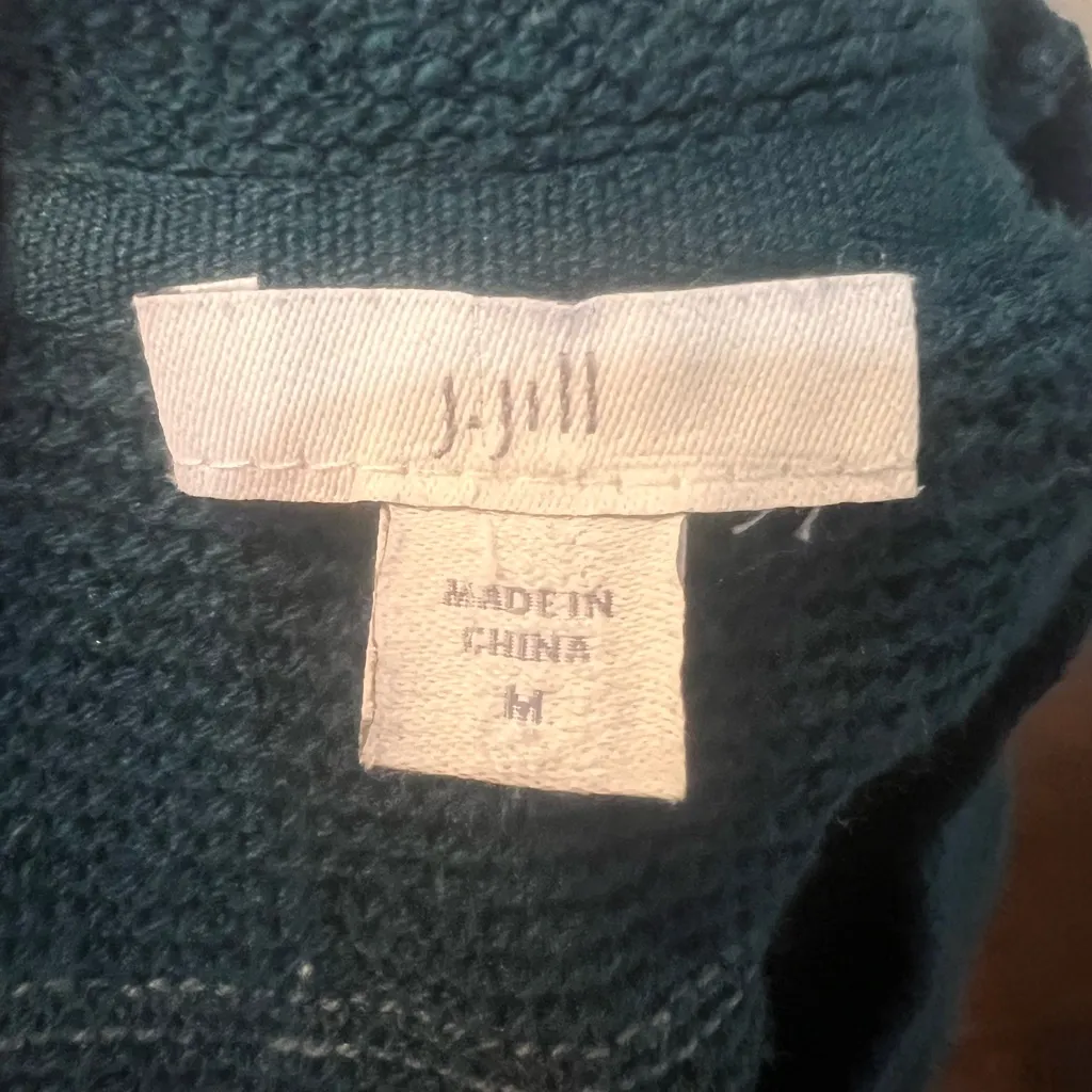 J. Jill Tunic Sweater Crewneck Gray Green Striped Ombré Cotton Size Medium - Image 10