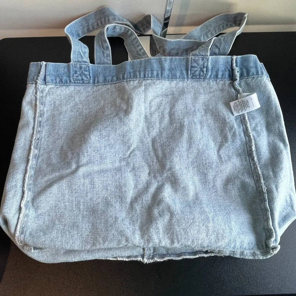 FRAME 100% Cotton Denim Tote Bag - Preowned - Image 5