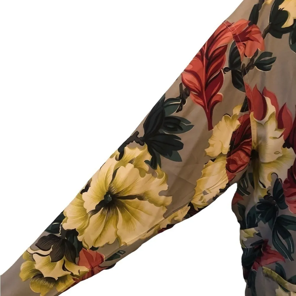 VTG Anne Pinkerton Blazer S Floral Hawaiian Print Coconut Girl White Lotus - Image 8