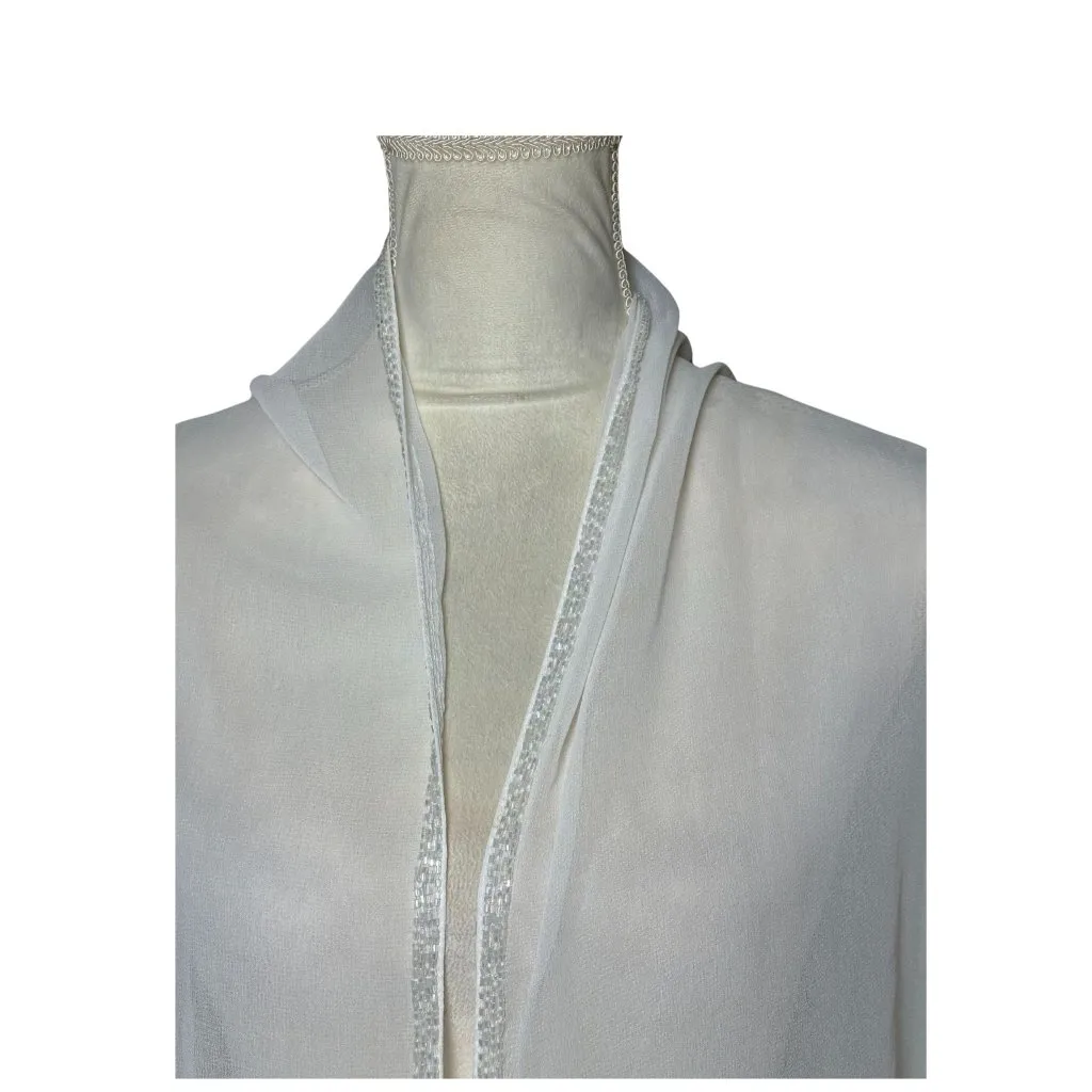 Cezon Sheer White Wrap Shawl Rhinestone Accent Evening Wrap Holiday Sparkle - Image 4