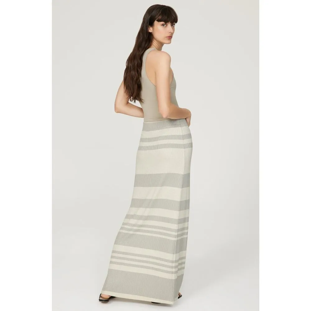 Splendid Coco Metallic Striped Ribbed Knit Side Slit Maxi Skirt Size Small - Image 3