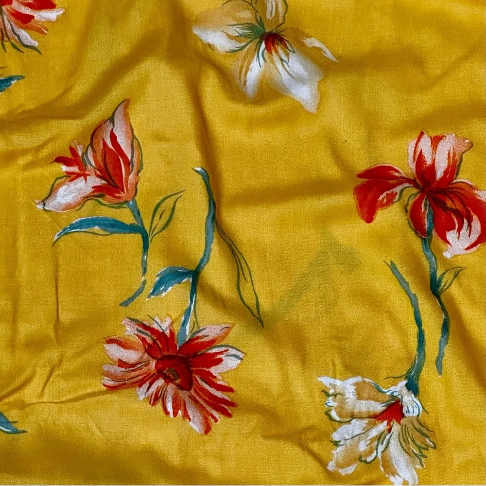 Vintage Vibrant Floral Yellow Maxi Skirt 80s 90s Made in USA Flowercore Flowy Size 26 - Image 3