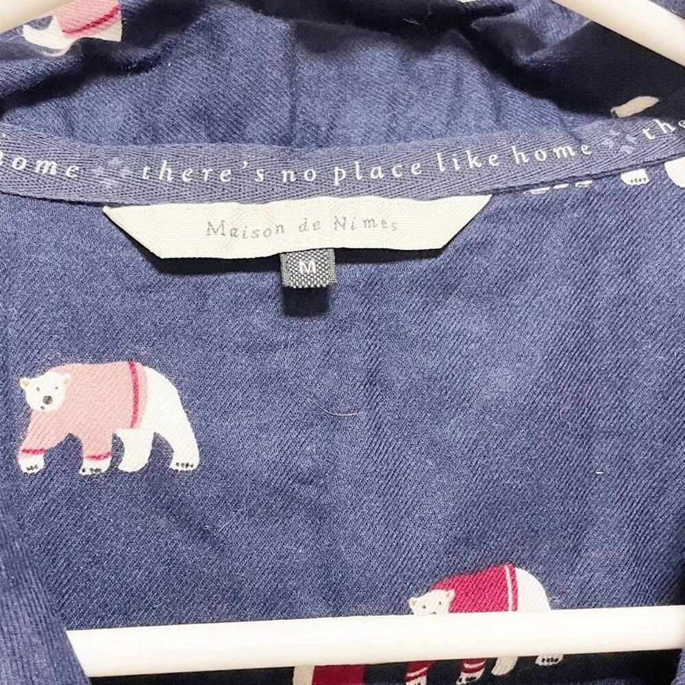 Maison De Nimes Polar Bear Blue Pajama Top Size M - Image 6