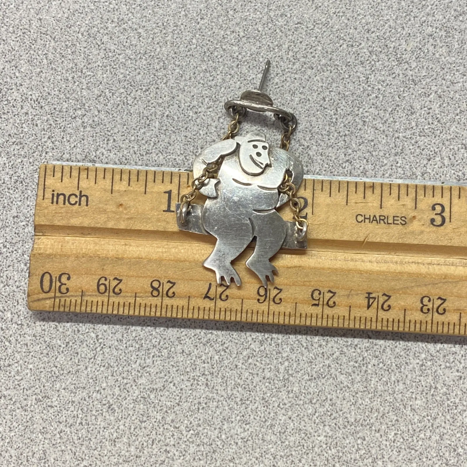 Vintage 925 Mexico Silver Whimsical Monkey Earrings Novelty Swinging Old Money - Image 6