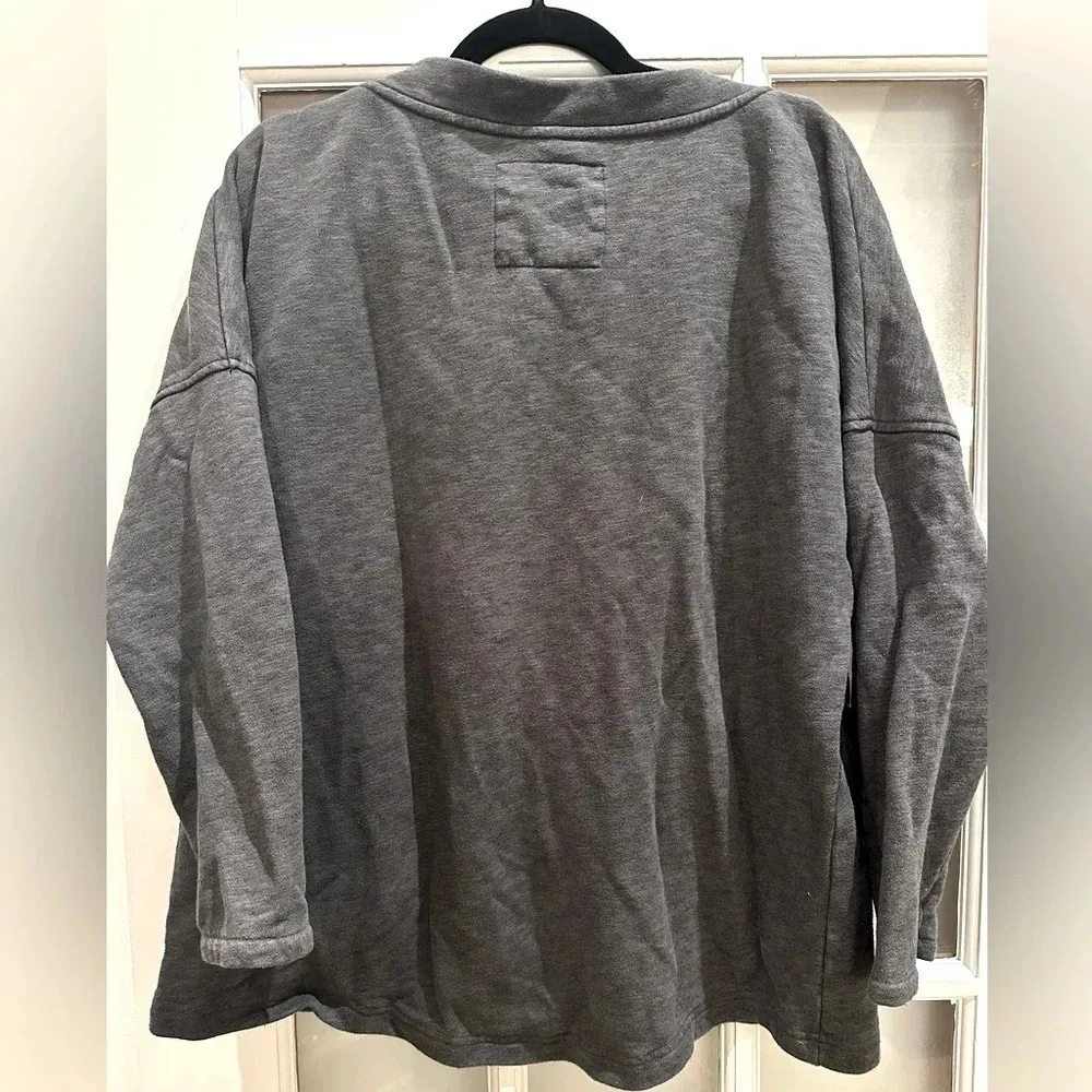 Boden Heathered Charcoal Grey Terry Pullover Sweatshirt Women’s Size 10 Medium Gray - Image 3
