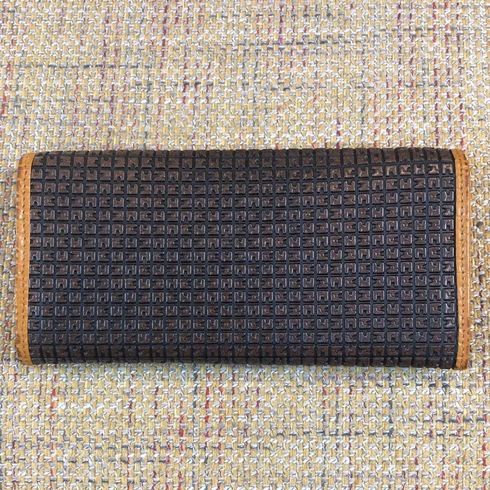 TED LAPIDUS Leather Monogramed Hinged Full Length Wallet Clutch Engraved Clasp - Image 2