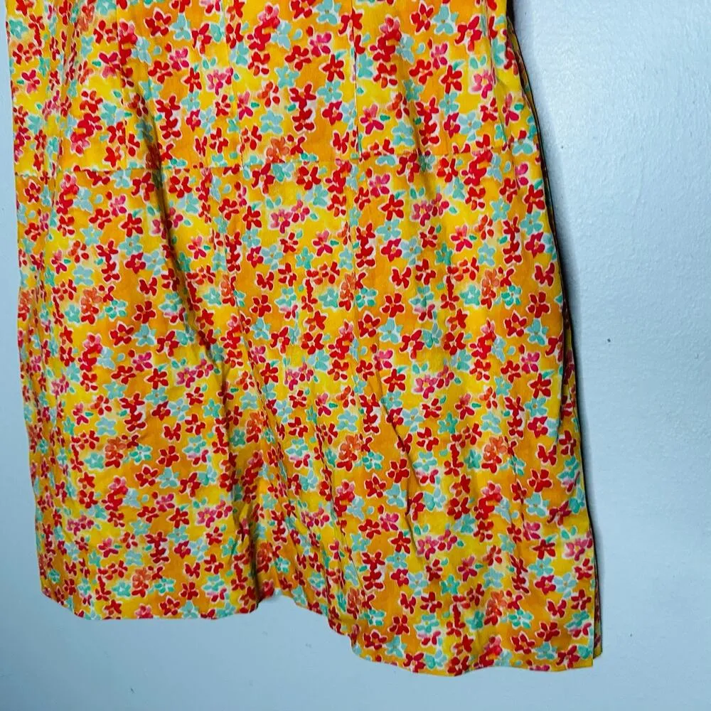 CAROLINE CONSTAS Orange Floral Calla Ruched Puff Sleeve Mini Dress Size Medium - Image 7