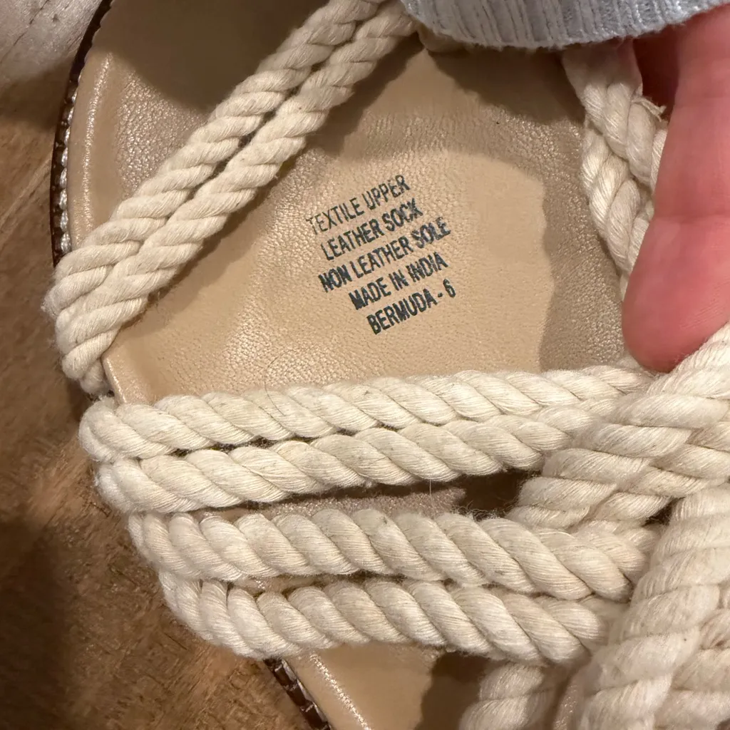 Elegant Cream Rope Sandals Size 6 - Image 4
