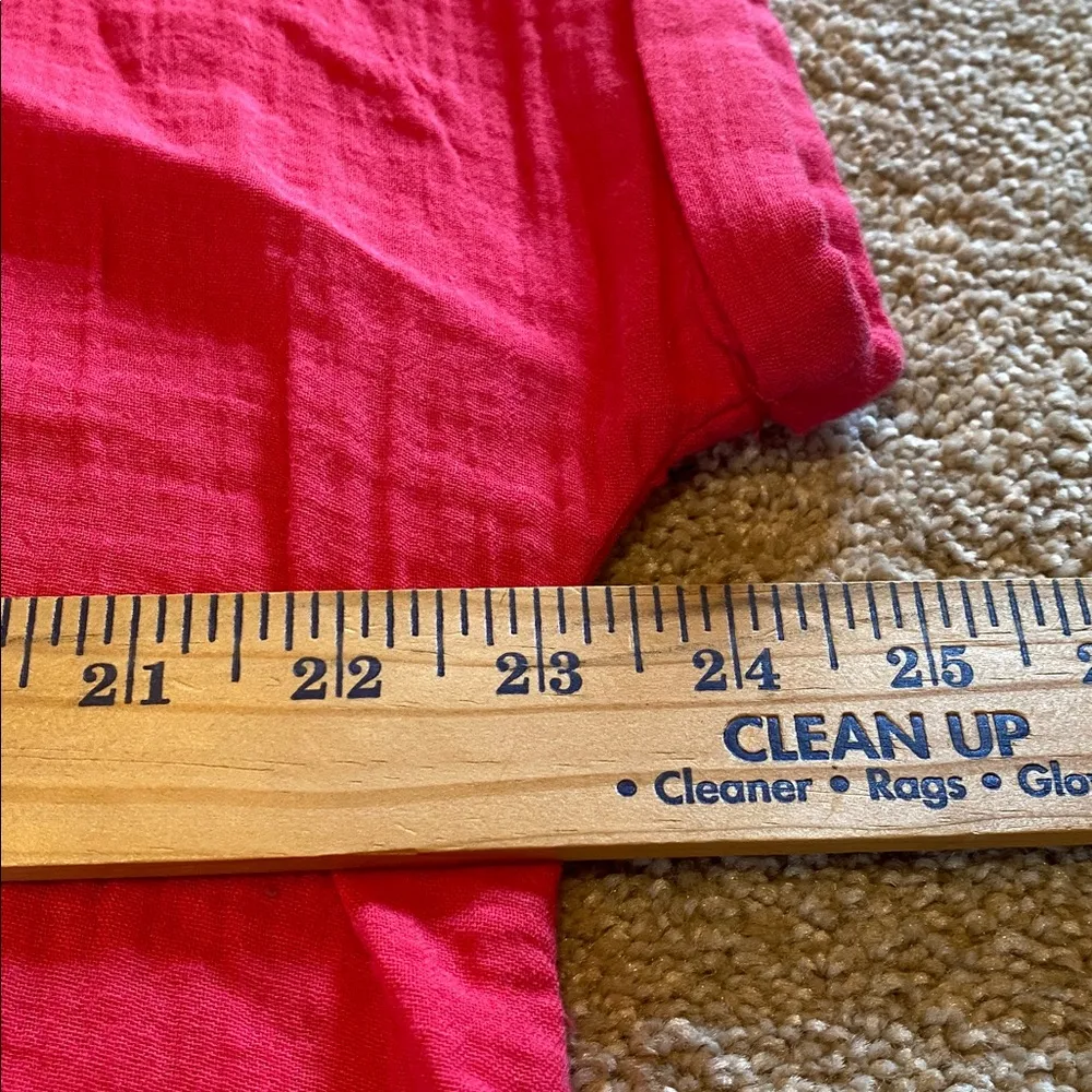 Quince Organic Cotton Gauzy Roll S/S Blade Collar Oversized Top Hot Pink LARGE - Image 4