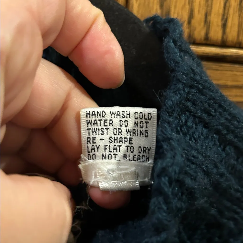 Vintage Evan Picone Hand Knit Wool Mohair Cable Sweater Teal Aztec Women's Large - Image 5