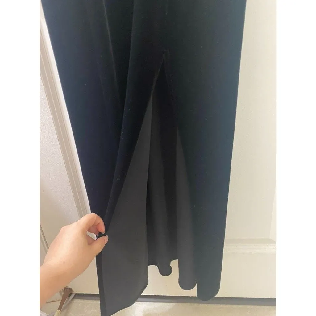 Y2K UNBRANDED Black Velvet Maxi Slip Dress Strappy SIZE 16 SWEETHEART NECKLINE - Image 4