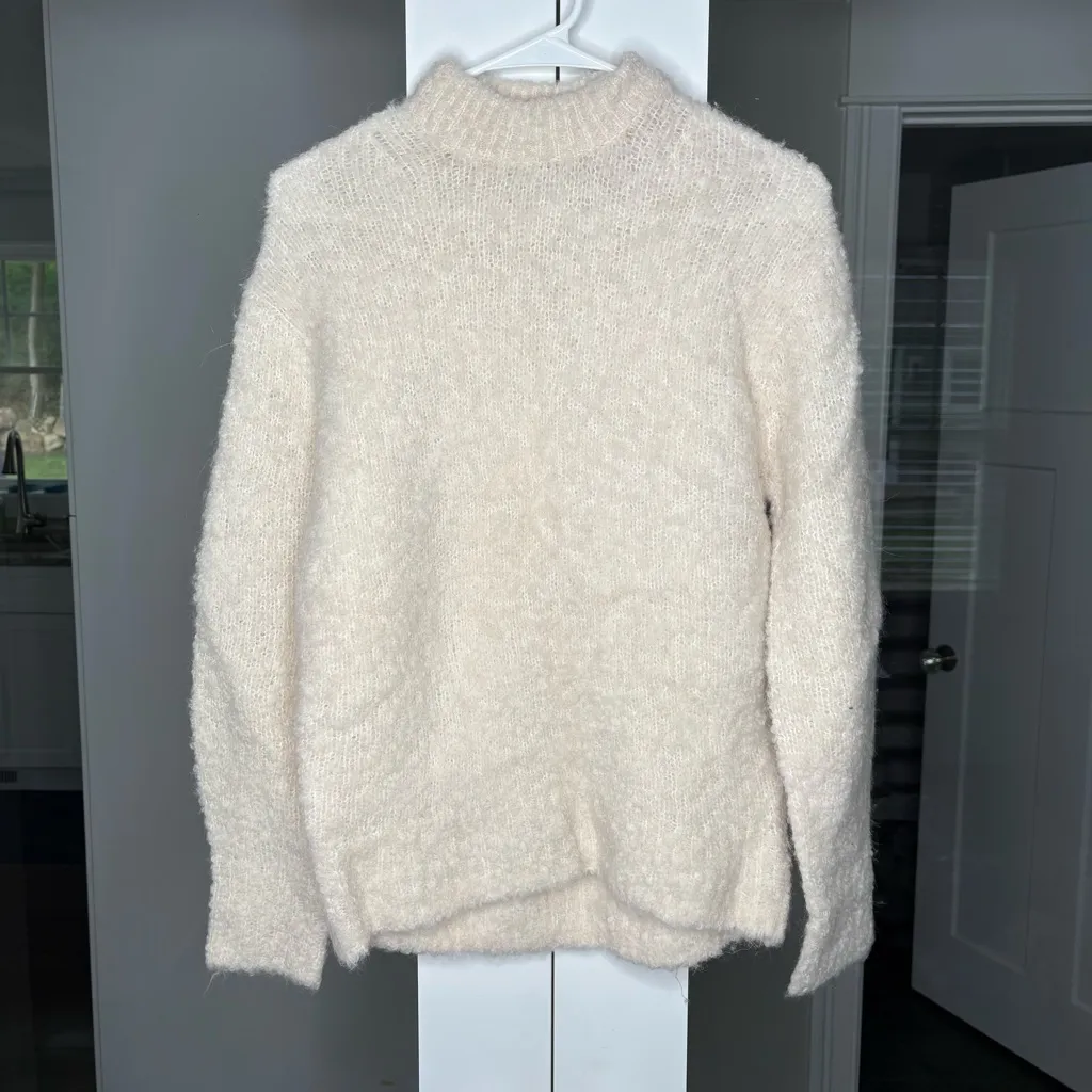 NWT Madewell Wool-Alpaca Blend Bouclé-Knit Oversized Sweater Alabaster Cream - Image 2