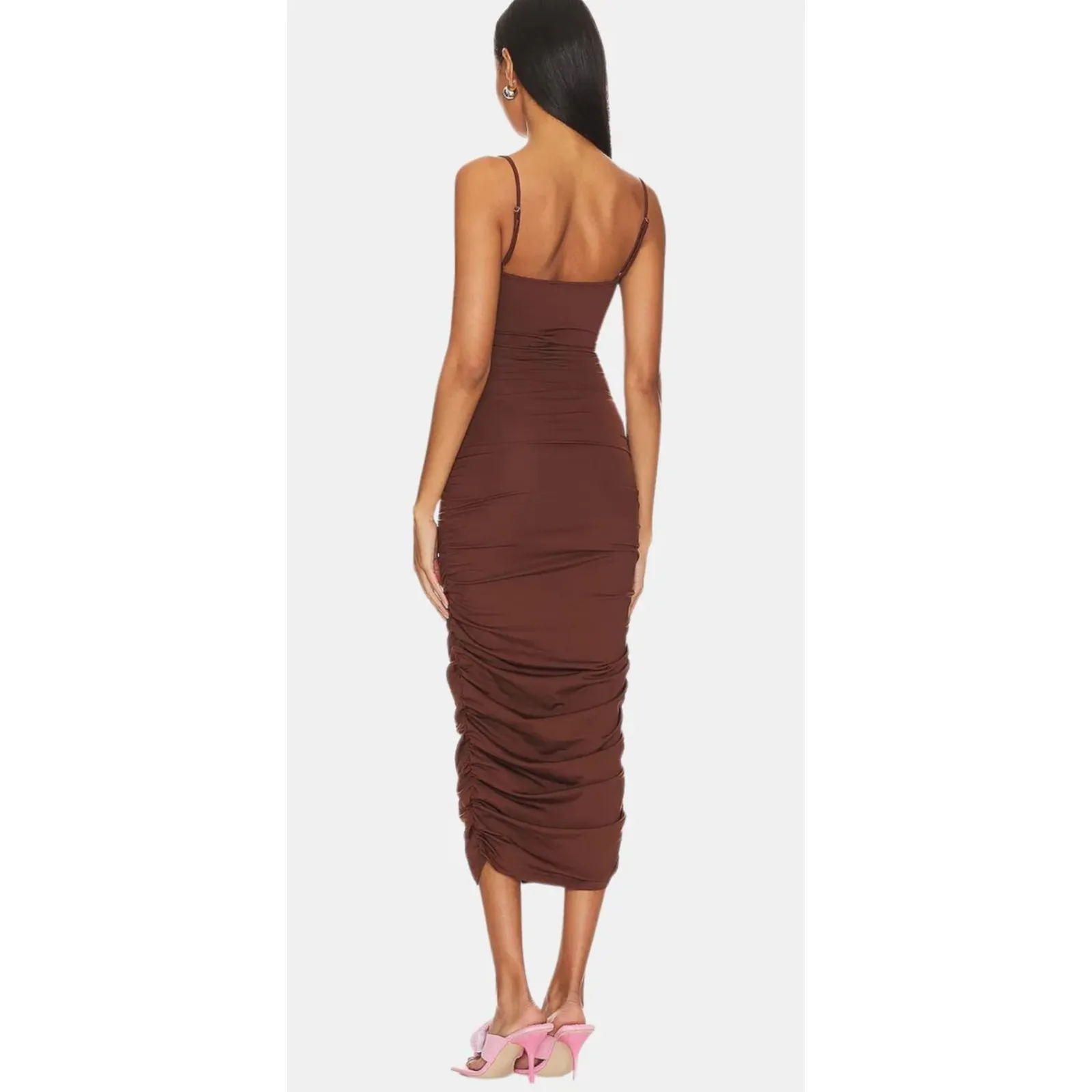NWT OW Collection EZRA Midi Dress in Cappuccino Sz‎ XS $150 Brown - Image 3