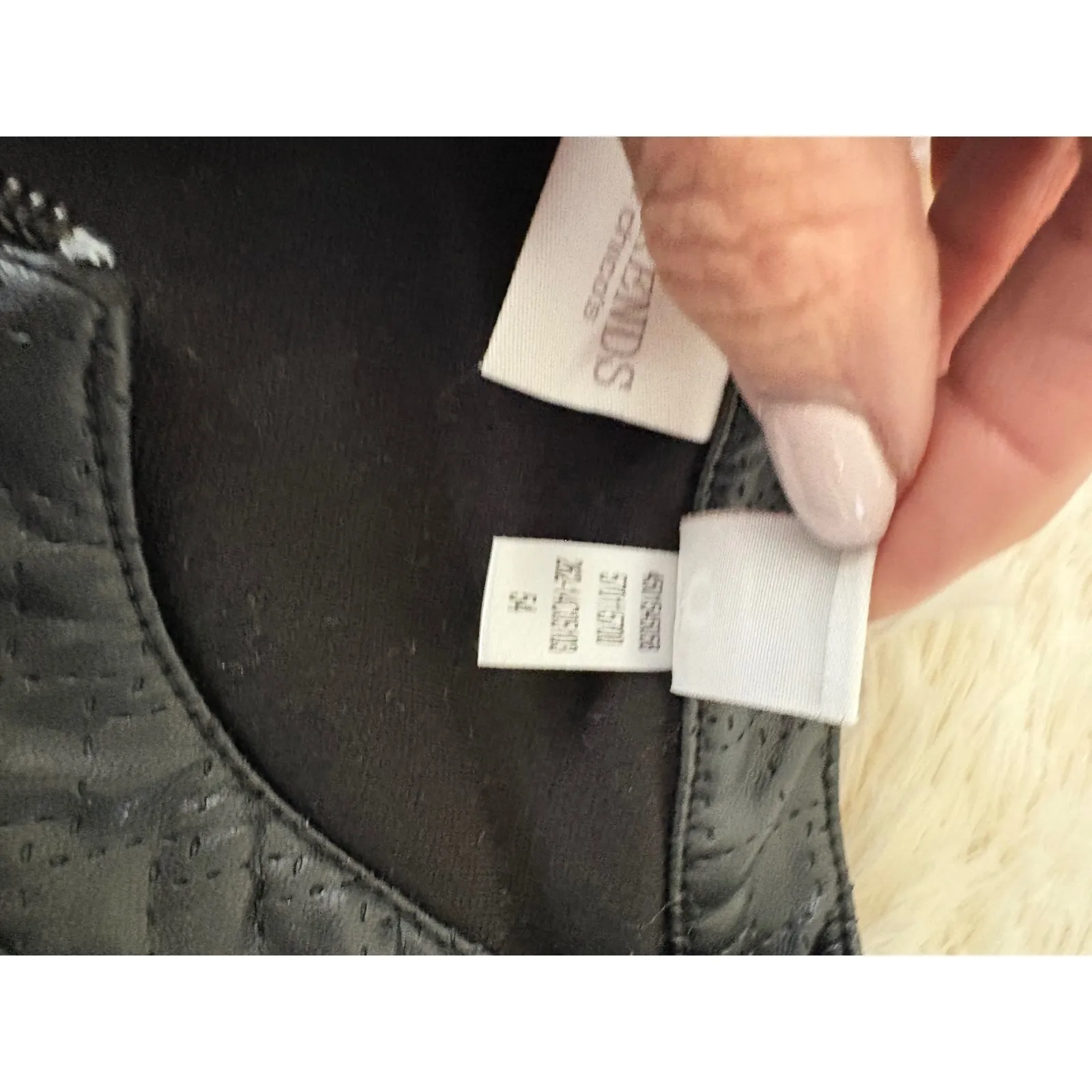 Weekends by Chico's Jacket Blazer Black Faux Leather Front Size‎ 0 - Image 6