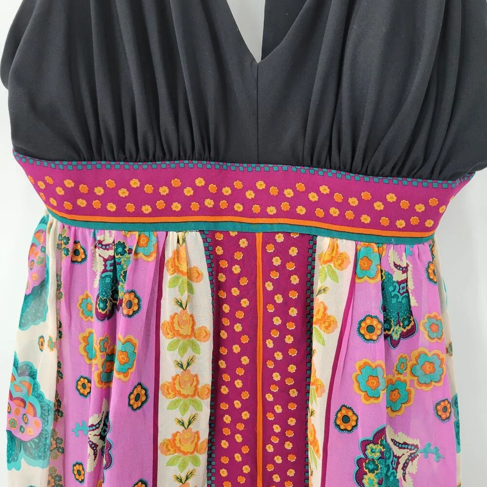 Suzi Chin Maggy Boutique Womens Dress 8 Silk Floral Halter Tie Neck Open Back - Image 5