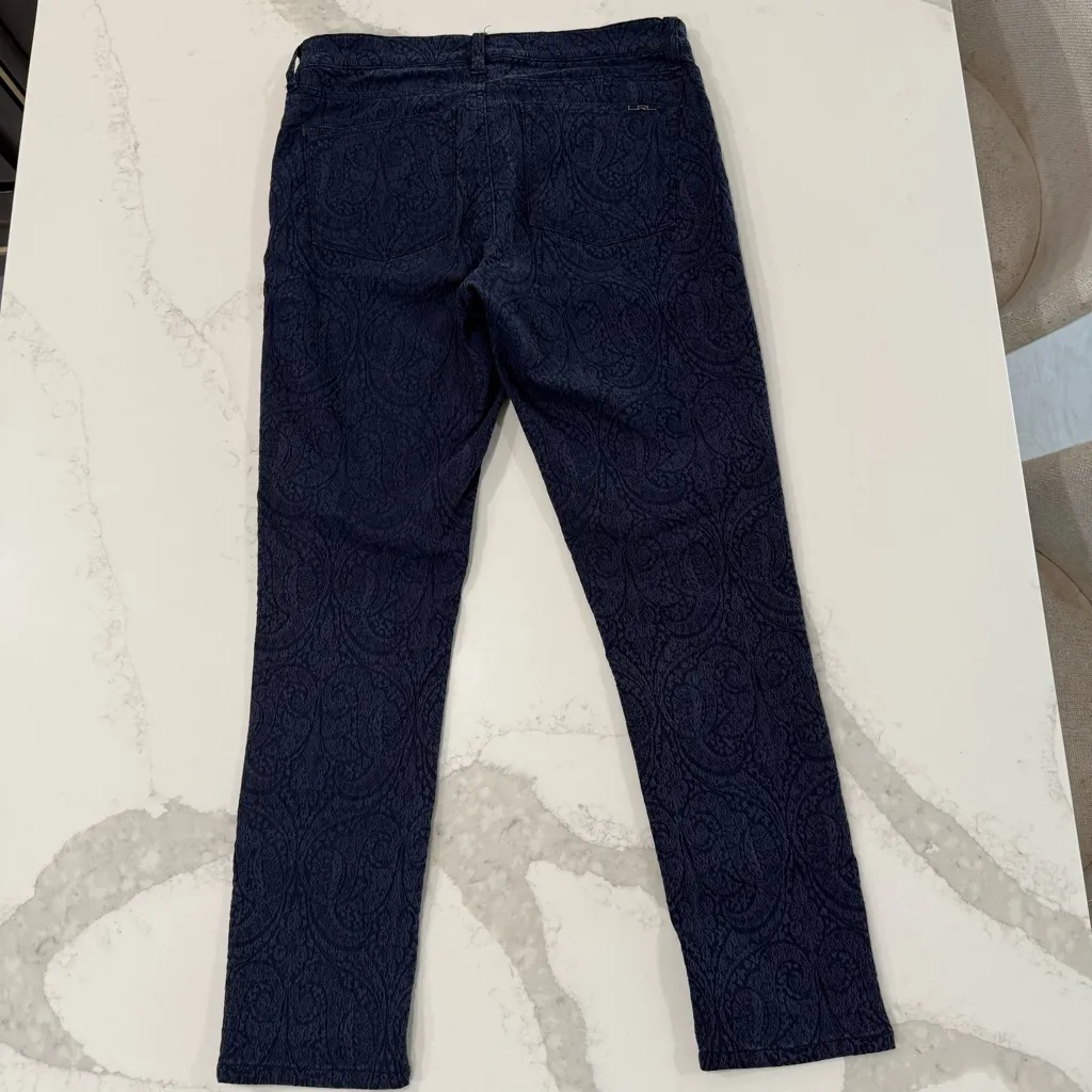 Lauren Ralph Lauren Modern Skinny Ankle Floral Paisley Denim Jeans Womens 6 Blue - Image 5