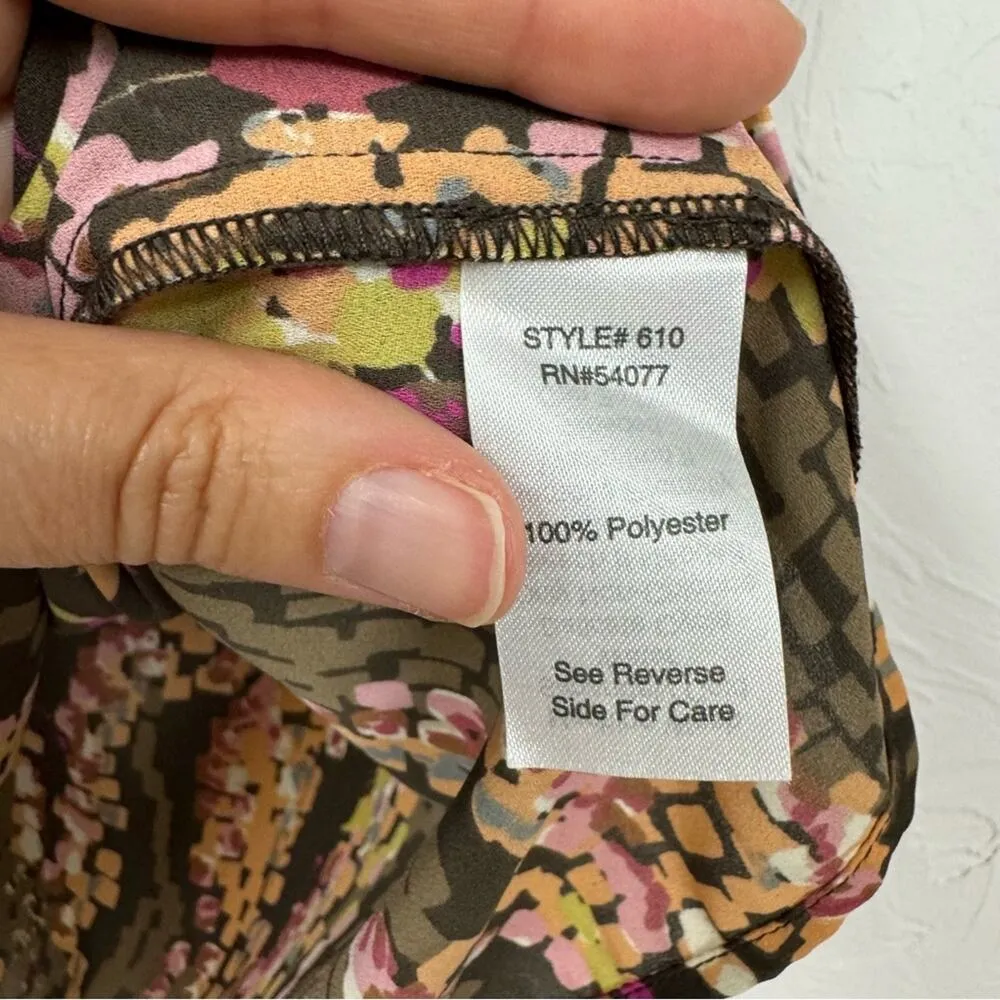 Cabi Brown Floral Print Tank Top Womens M Casual Summer Shirt Boho Y2K Tunic - Image 6