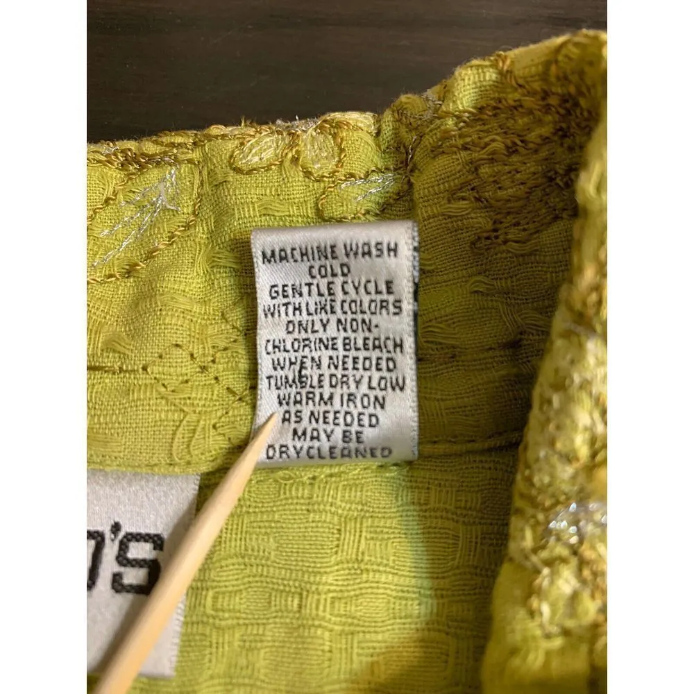 Chico's Jacket Women's‎ Size 1 Medium Embroidered Green Metallic Thread - Image 8