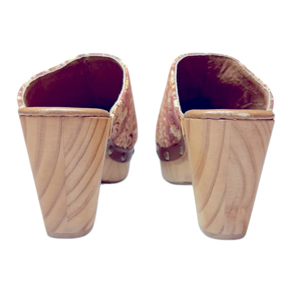 Cordani Zorba Tapestry Clogs Bohemian Astrology Slip On Brown Tan Size 7 - Image 4