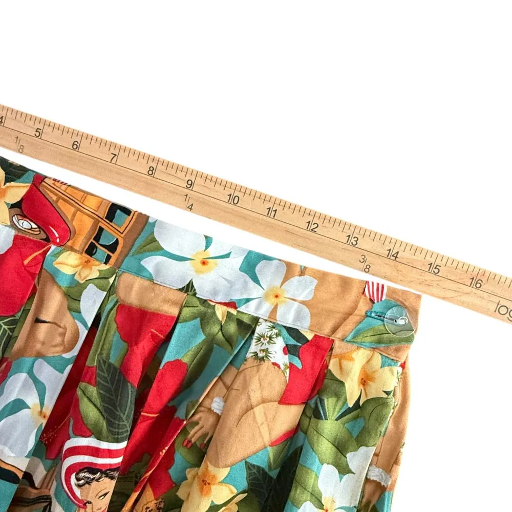 Grace Karin Floral Hawaiian Print Skirt Womens L‎ Retro Pinup Aloha Rockabilly - Image 9