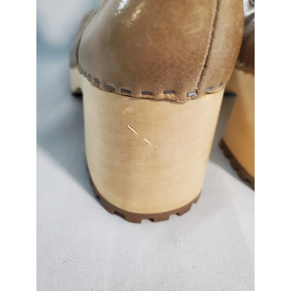 Mia Justina Tan Leather Pull on Clog Boots size11. S71 - Image 5